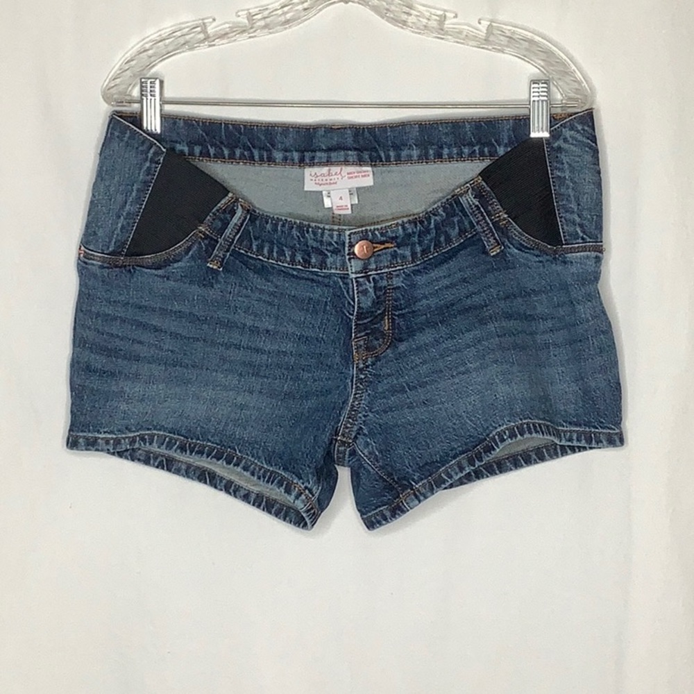 Side Panel Midi Maternity Denim Jean Shorts Size 4